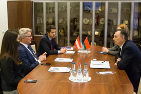 The BelCCI Chairman Vladimir Ulakhovich meets Commercial Counsellor of the Embassy of Austria Rudolph Lukavsky