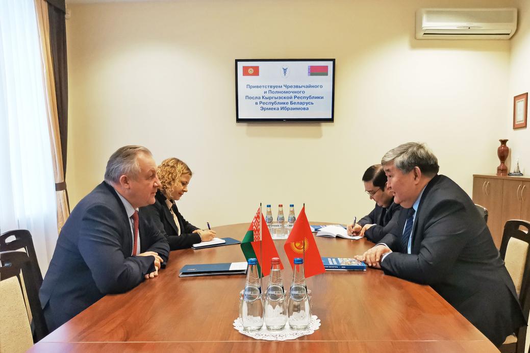 The BelCCI Chairman Mikhael Miatlikov meets the Ambassador Extraordinary and Plenipotentiary of Kyrgyzstan Ermek Ibraimov The BelCCI Chairman Mikhael Miatlikov meets the Ambassador Extraordinary and Plenipotentiary of Kyrgyzstan Ermek Ibraimov
