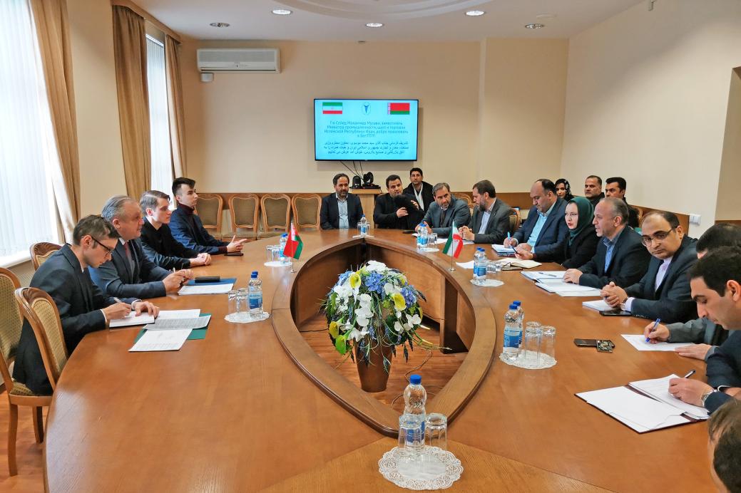 BelCCI Chairman Mikhael Miatlikov meets Deputy Minister of Industry, Mines and Commerce of Iran Seyyed Mohammad Mousavi BelCCI Chairman Mikhael Miatlikov meets Deputy Minister of Industry, Mines and Commerce of Iran Seyyed Mohammad Mousavi