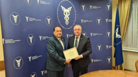 Chairman of the BelCCI Mikhael Miatlikov meets with the BelCCI representative in Syria Riad Hamad