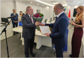 Chairman Mikhael Miatlikov takes part in a solemn event dedicated to the Machine Builders Day