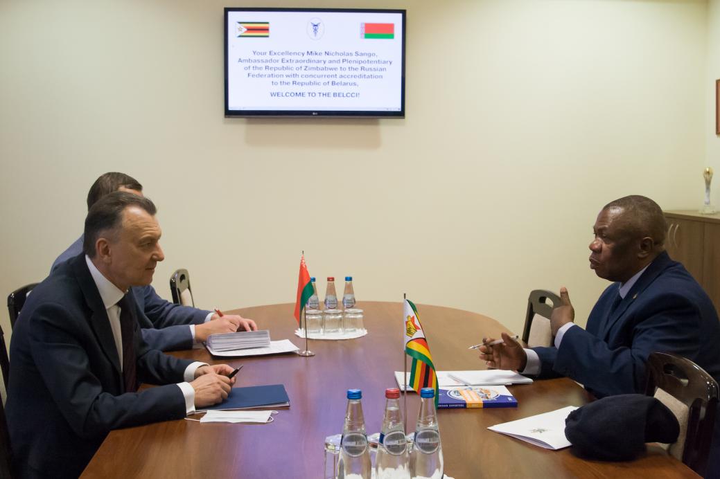 The BelCCI Chairman Vladimir Ulakhovich meets Ambassador Extraordinary and Plenipotentiary of Zimbabwe Mike Nicholas Sango The BelCCI Chairman Vladimir Ulakhovich meets Ambassador Extraordinary and Plenipotentiary of Zimbabwe Mike Nicholas Sango